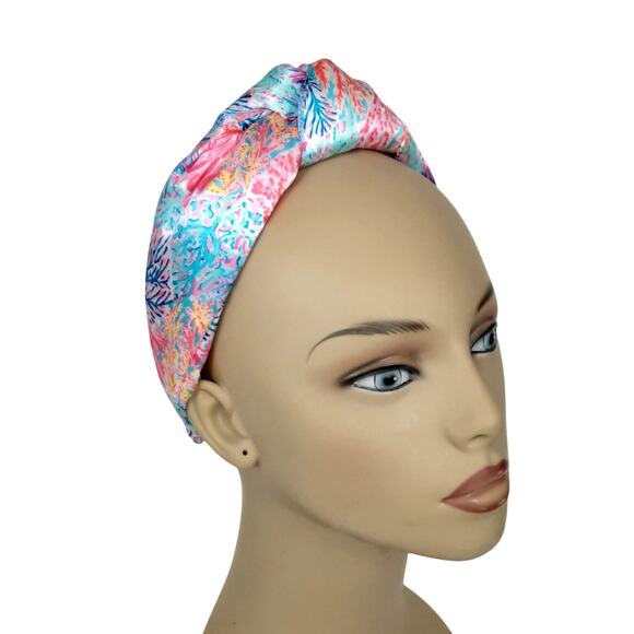 Lilly Pulitzer Satin Knotted Headband 3” Wide Splashdance Multi Chunky Hair Band - Picture 1 of 7
